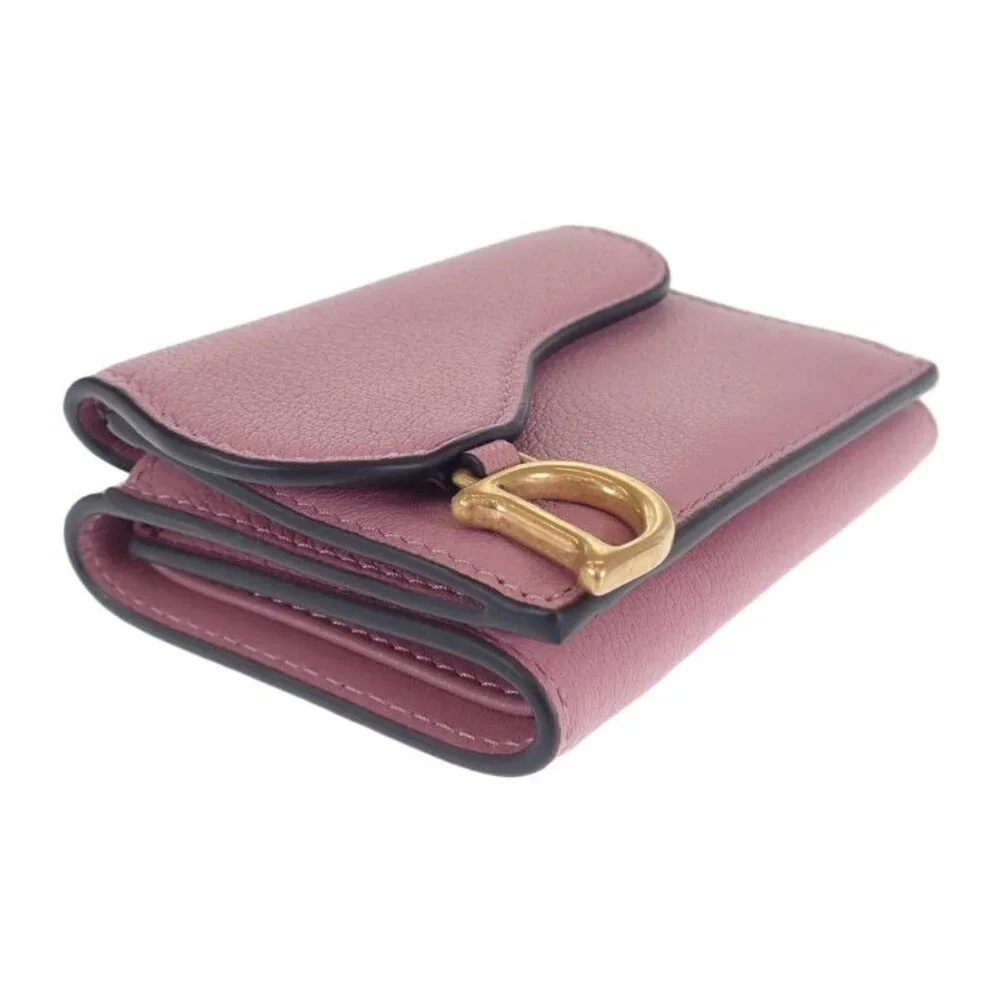Christian Dior Saddle Compact Wallet S5653 Cceh Trifold Wallet Goatskin Lavender